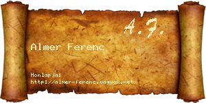 Almer Ferenc névjegykártya